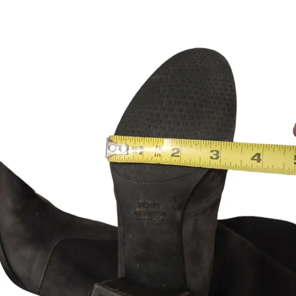 Stuart Weitzman Over The Knee Boots Sz 7M GRAY Leather SUEDE Pullon TIELAND $980